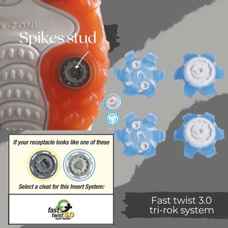 ปุ่มรองเท้ากอล์ฟ 1pcs. Spikes stud slim-lok system Tour lock &amp; Fast Twist 3.0 (มีรู/เดือยกลางปุ่ม)(blur sky)