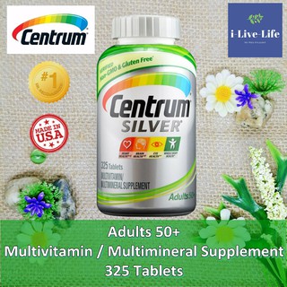 Silver Adults 50+ Multivitamin / Multimineral 325 Tablets - Centrum วิตามินรวม ผู้ใหญ่อายุ 50 ขึนไป