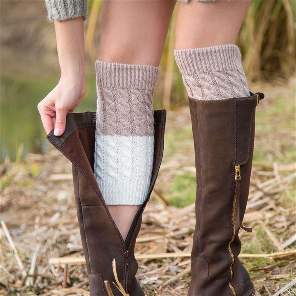 CACTU Winter Boot Socks Elastic Knitted Socks Leg Warmers Crochet Women Warm Soft Short Ankle Warmer/Multicolor