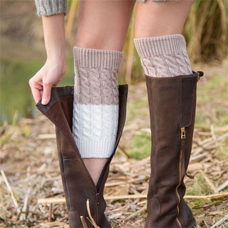CACTU Winter Boot Socks Elastic Knitted Socks Leg Warmers Crochet Women Warm Soft Short Ankle Warmer/Multicolor #6