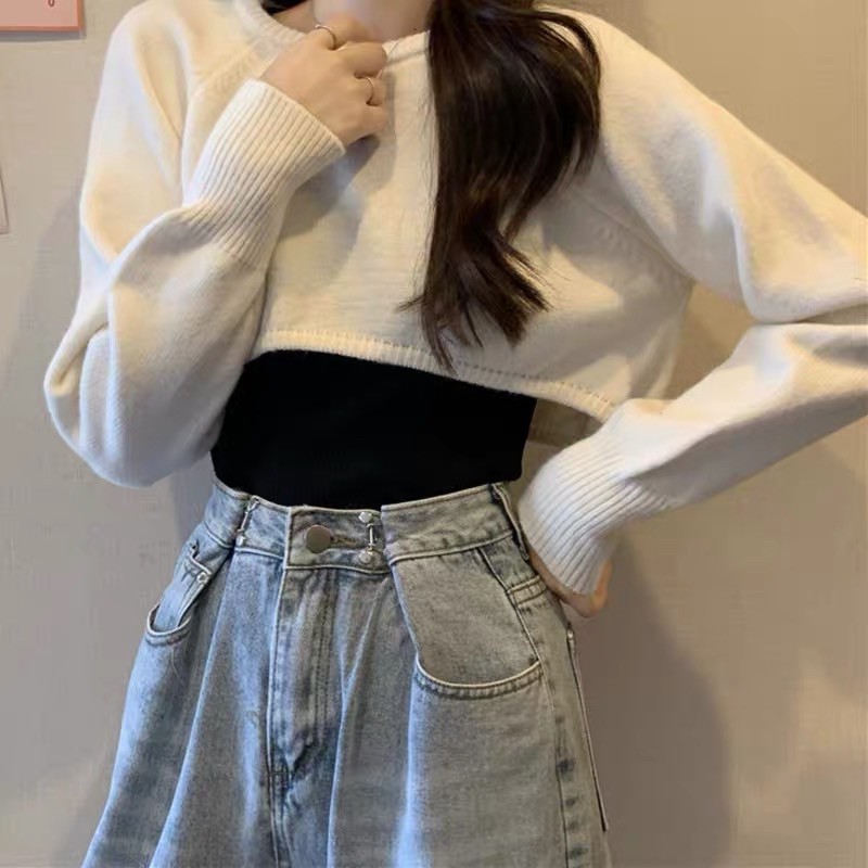 ✸1LDK 🌈พร้อมส่ง🌈 ครอบครึ่งตัวเเขนขาวผ้าไหมพรม (P572)