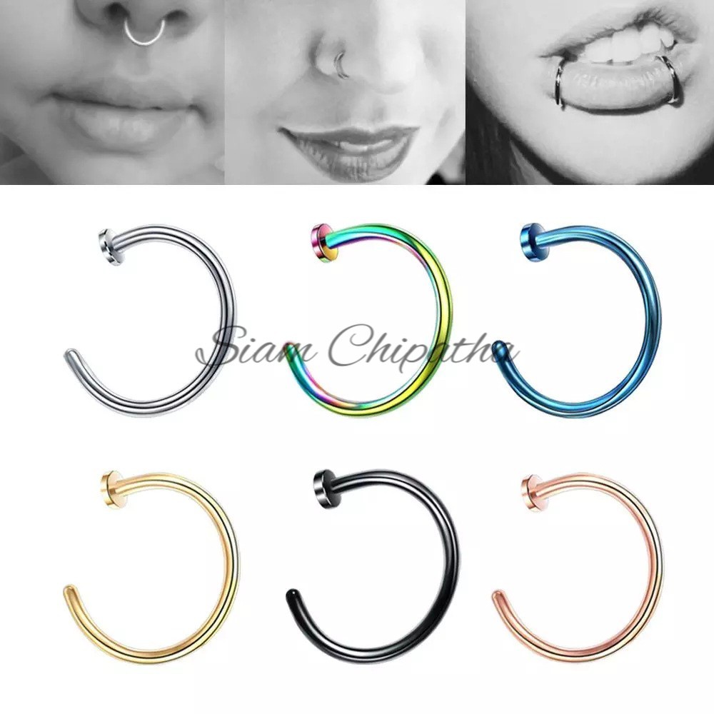 ✪จิวจมูกสแตนเลส จิวหู จิวปาก ✪ [ HLP ] ✪ Stainless Steel half ring for Lips Nose Adjustable for Men Women - 1 Piece