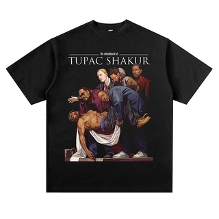 เสื้อยืดโอเวอร์ไซส์เสื้อยืดแขนสั้น พิมพ์ลาย Homage Tupac shaker 2pac สไตล์วินเทจ ทรงหลวม สําหรับผู้หญิงS-3XL