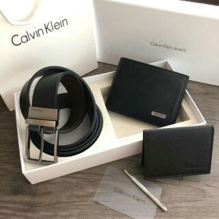 Calvin Klein Leather Belt &amp; Wallet Set