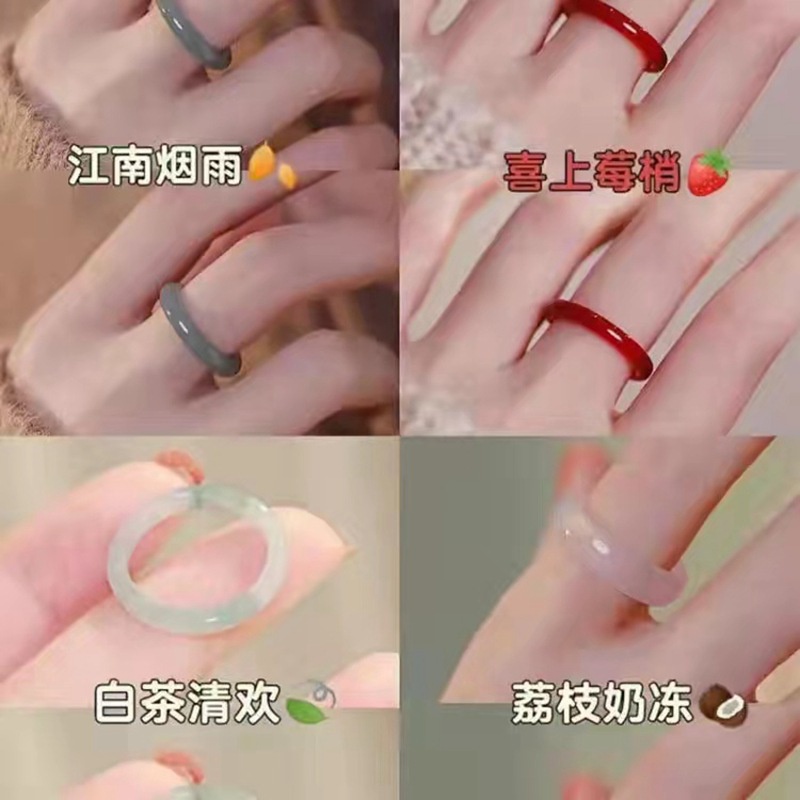 ง่ายเรซิ่นแหวน Ins สีแหวนนักเรียนน่ารักผู้ผลิตแหวนเครื่องประดับข้ามพรมแดนขายส่งเครื่องประดับแฟชั่นA07-03-6