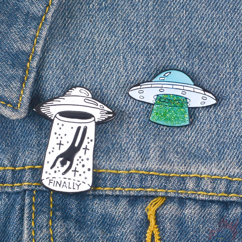 > Ready Stock < Alien UFO Pins 1Pc Creative Fashion Metal Collection Brooches Pins