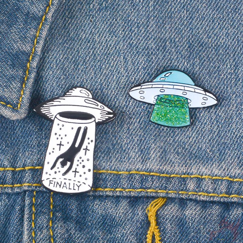 &gt; Ready Stock &lt; ❉ Alien UFO Pins ❉ 1Pc Creative Fashion Metal Collection Brooches Pins