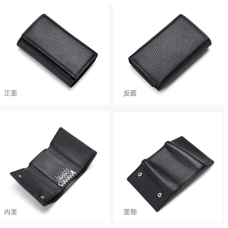 กระเป๋าใส่กุญแจแบบ Unisex หญิง ชาย หนังวัวแท้ กระเป๋าพับบัตร Tri-Fold
