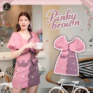 BLT BRAND การันตีเสื้อผ้าแบรนด์แท้ มินิเดรส สีชมพูระบายม่วง PINKY BROWN Size S