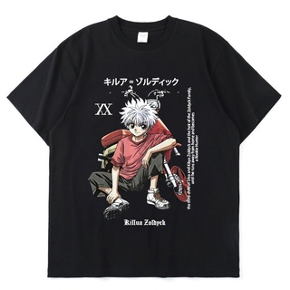 เสื้อยืดผ้าฝ้ายพิมพ์ลายแฟชั่น เสื้อยืด พิมพ์ลายอนิเมะ Kawaii Hunter X Hunter Killua Zoldyck แฟชั่นสําหรับผู้ชาย และผู้หญ