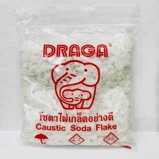 โซดาไฟเกล็ดอย่างดี แท้ 💯% ดราก้า DRAGA ขนาด 1 กิโลกรัม