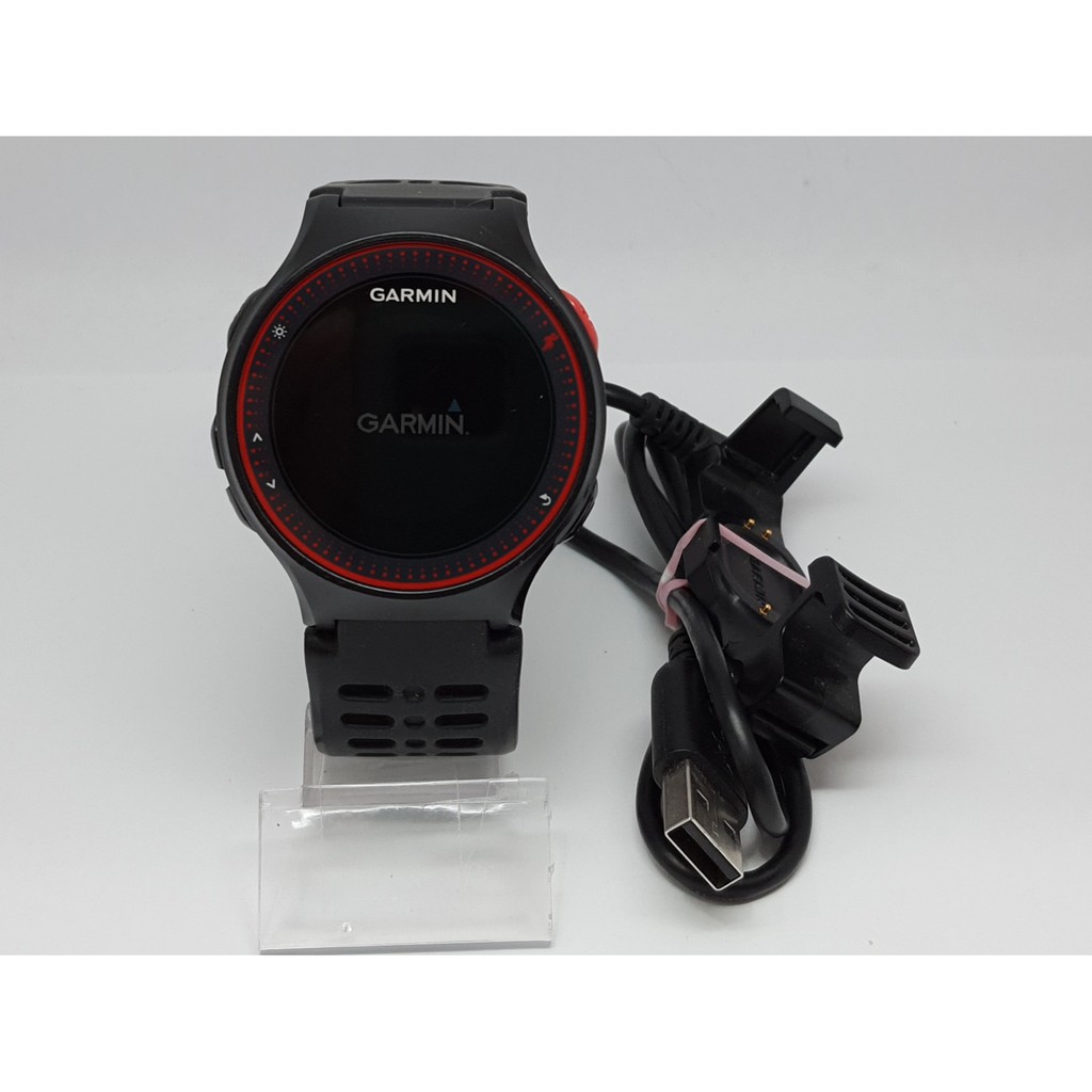 นาฬิกา GARMIN MEN'S FORERUNNER 225 GPS BLACK RED RUNNING พร้อมสายชาร์จ (มือสอง) ห่วงรัดสายขาด NO.89