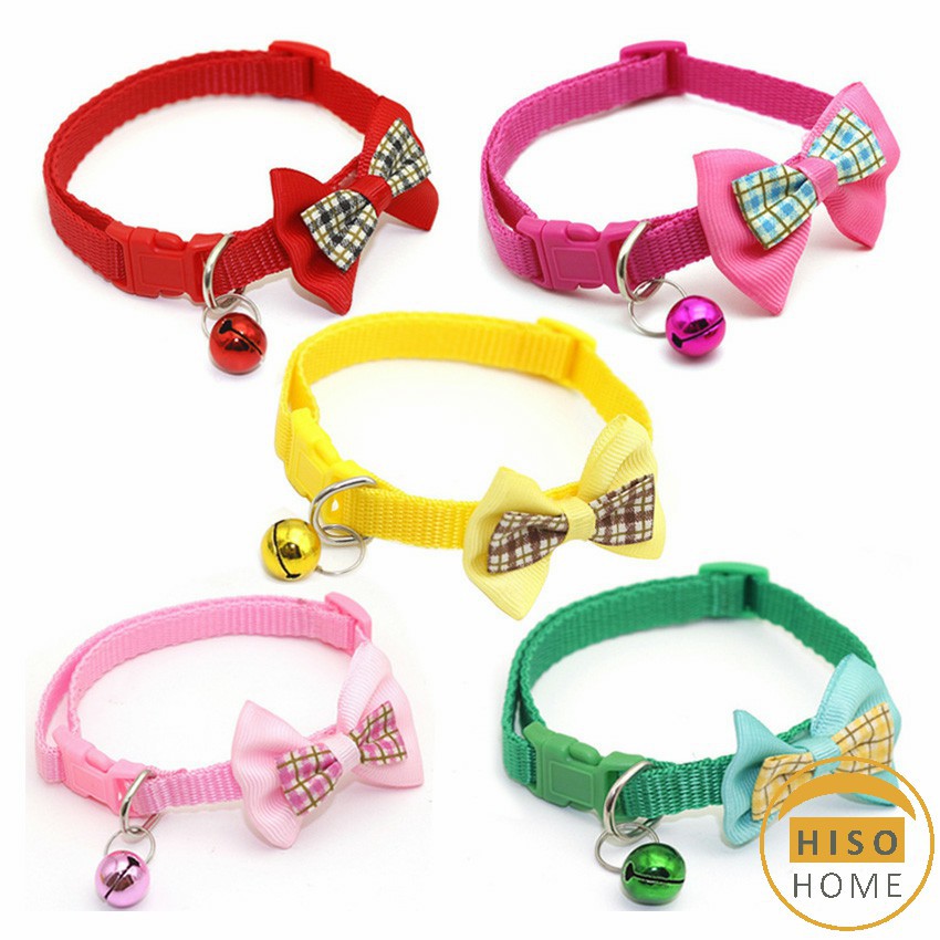 [A674] เลือกสีได้ ปลอกคอโบว์น่ารัก + กระดิ่ง สายปรับได้ยาว Pet collar
