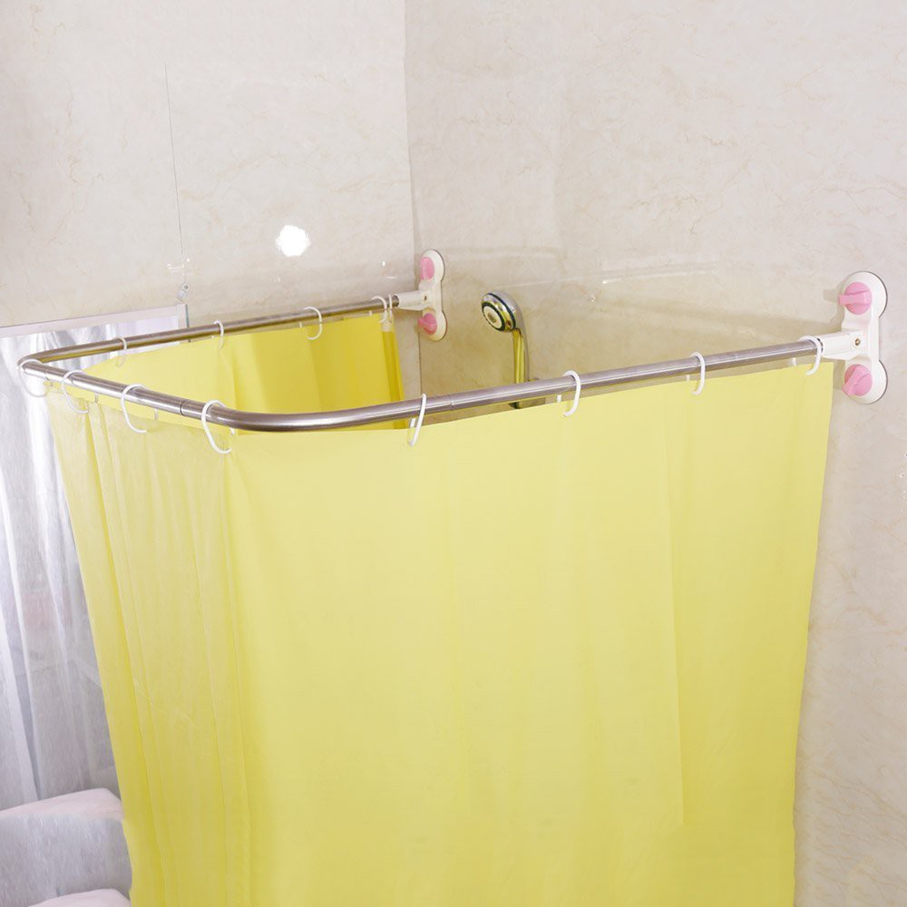 Baoyouni Bathroom U Shaped Corner Shower Curtain Rod Pole