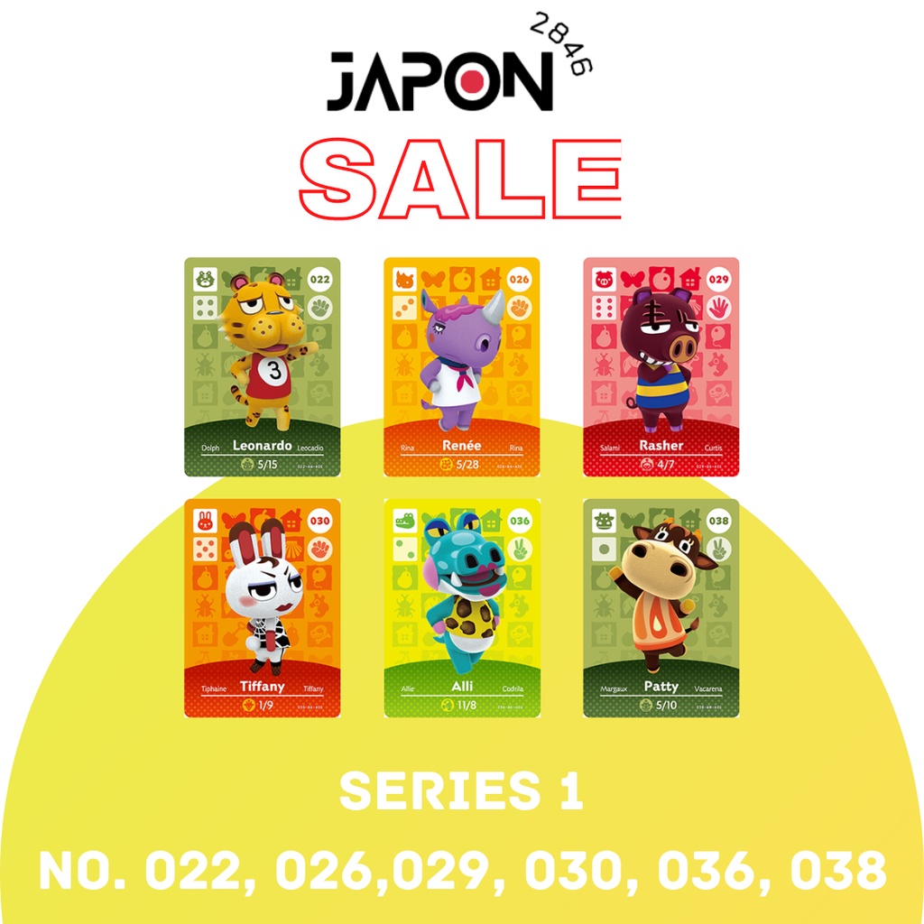 Animal Crossing Amiibo cards Series 1 No.022, 026, 029, 030, 036, 038