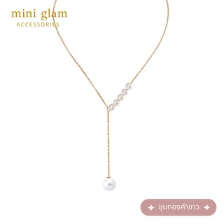 Miniglam Miki Pearl Drop Gold Chain Necklace สร้อยคอสีทองชุบทองคำขาวและไข่มุก