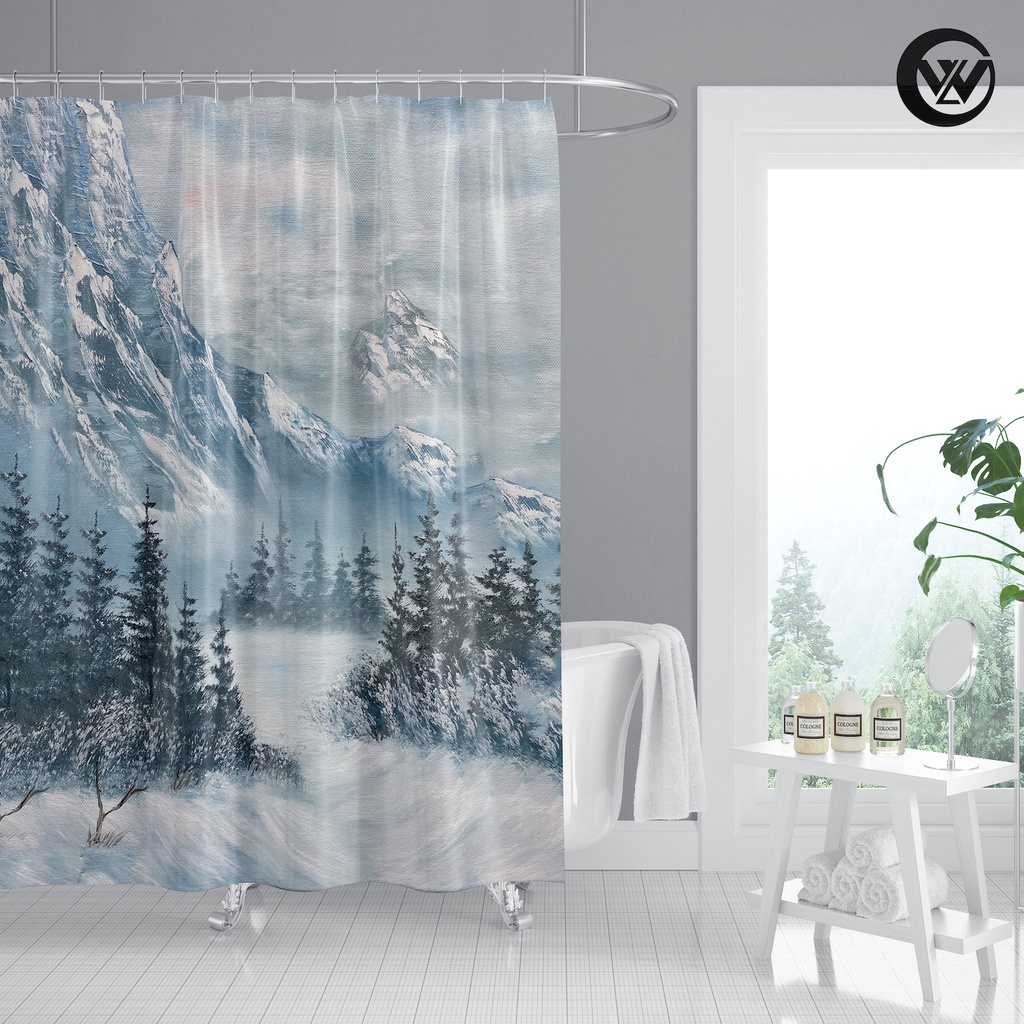 Nordic Winter Snow Mountain Peak Natural Landscape Shower Curtain