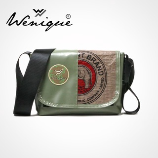 Messenger Bag Green  ลายช้างแดง (หัว) Limited!  รุ่น Premium กระเป๋าสะพายข้าง (ท้าย)  ลายช้างแดง Size 28*17*10 cm.(D29)