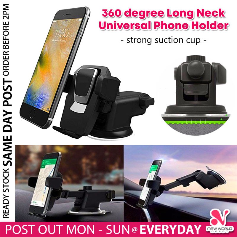 ONE TOUCH  360 องศาหมุนที่วางโทรศัพท์แบบปรับได้ Sucker คอยาวรถ Mount Dashboard Pemang Telefon 手机支架