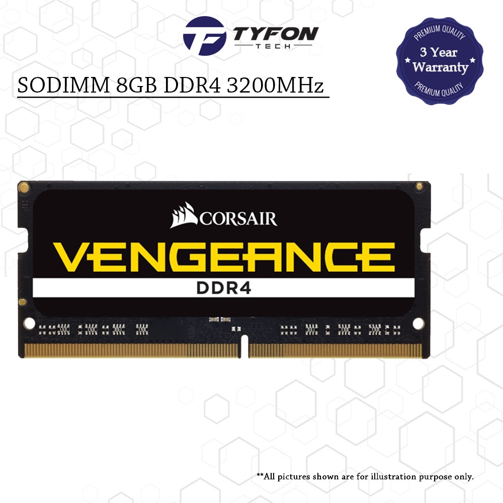Corsair Vengeance SODIMM 8GB (1x8GB) DDR4 3200Mhz PC4-25600 แล็ปท็อป RAM CMSX8GX4M1A3200C22