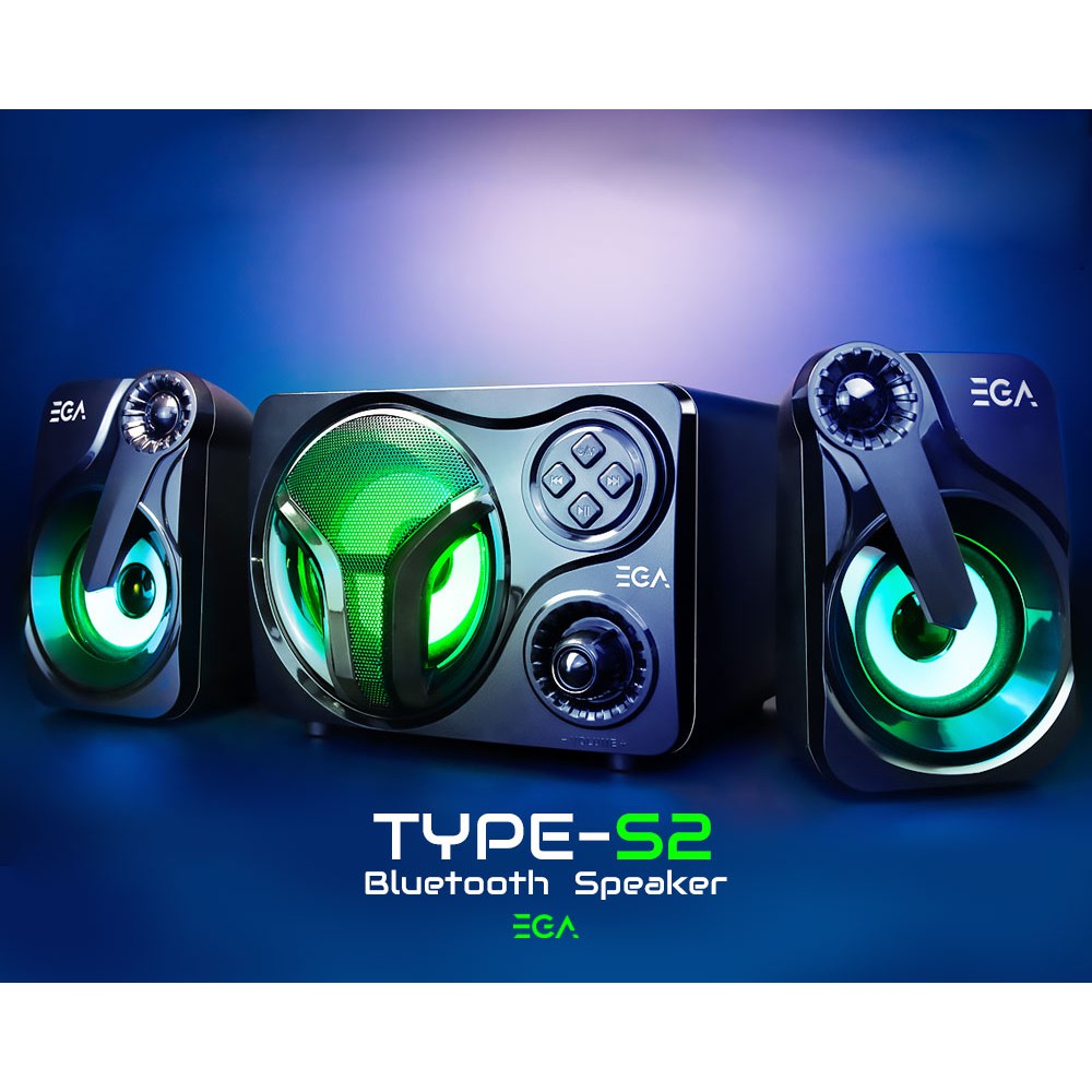 ด่วน ของมีจำนวนจำกัด EGA SPEAKER TYPE S2 BLACK ลำโพงเกมมิ่ง BLUETOOTH SPEAKER 7 LED COLOR L HTING บริการเก็บเงินปลายทาง