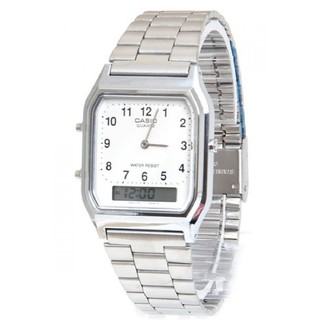 Casio นาฬิกาข้อมือ สายสเเตนเลส รุ่น AQ-230A-7D - สีเงิน