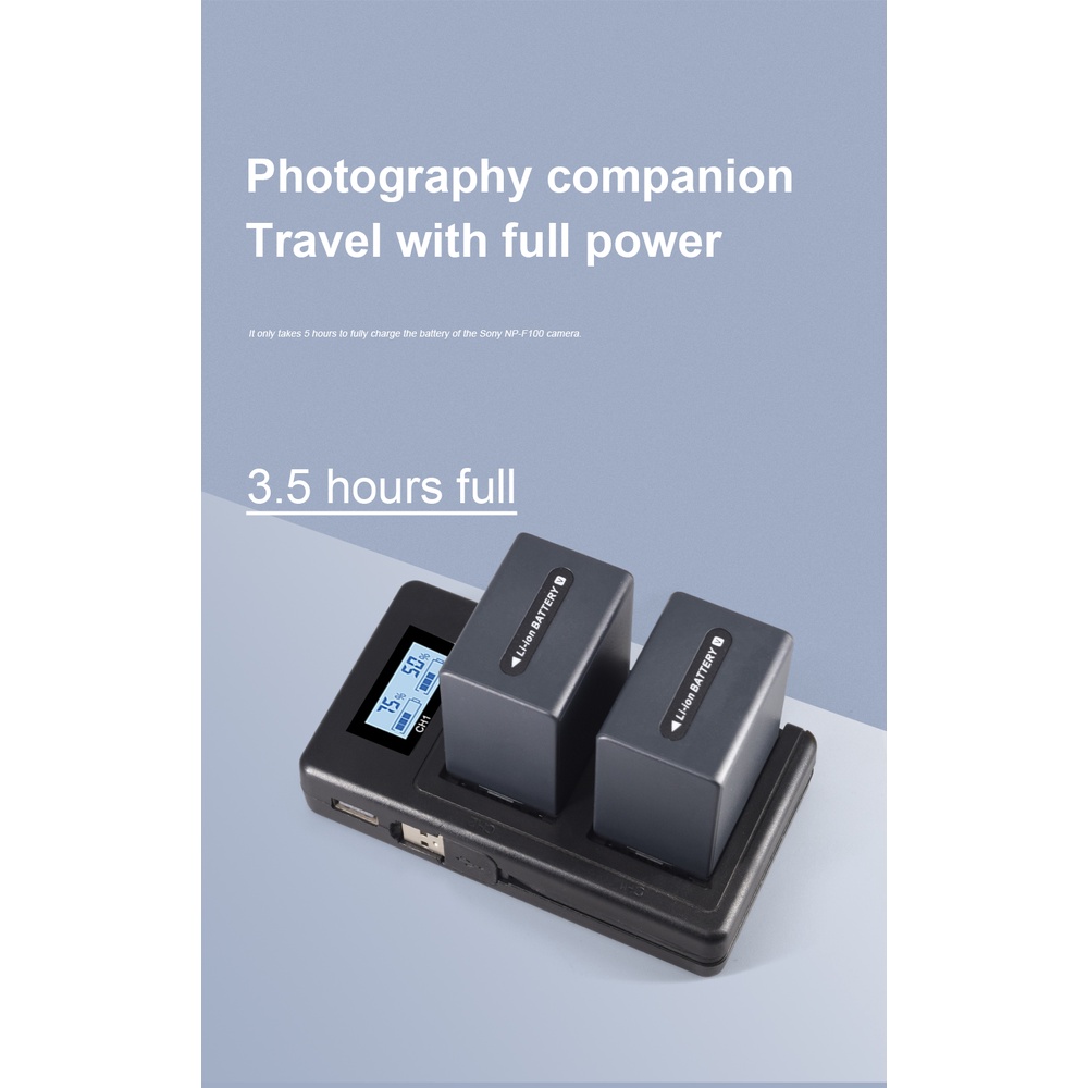 Kapaxen Dual Channel LCD Charger For Sony NP-FV30 NP-FV40 NP-FV50 NP-FV70 NP-FV90 NP-FV100