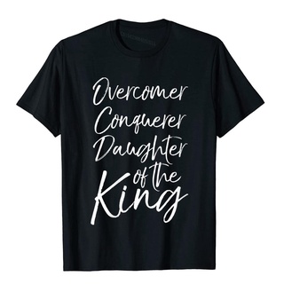 [S-5XL]เสื้อยืดลําลอง แขนสั้น พิมพ์ลาย Christian Overcomer Conquerer Daughter Of The King น่ารัก