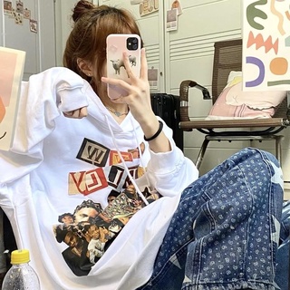 Fall 2021 new European and American hip hop style figure American printed hoodie female student Korean style loose