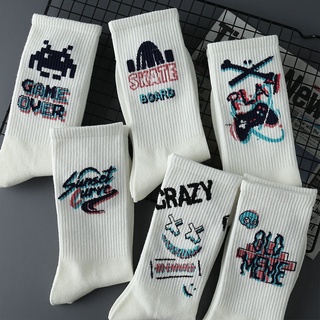 Video Game Anime Middle Tube Socks Mens Calf Socks New Personality Game Style European and American Style Socks Womens Fashion Gothic Cartoon Sports Socks