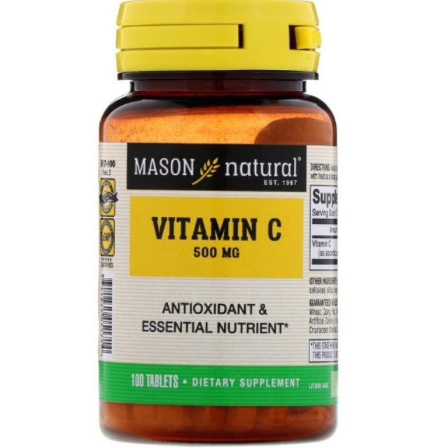 วิตามินซี พร้อมส่ง Mason Natural, Vitamin C, 500 mg, 100 Tablets