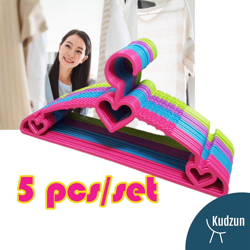 Kudzun ไม้แขวนเสื้อ พลาสติก แพค 5 ชิ้นไม้แขวนเสื้อ#505เกรด A Kudzun
