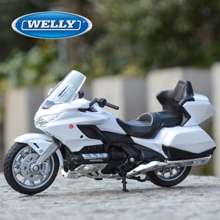 Welly 1:18 2020 โมเดลรถจักรยานยนต์ Honda Gold Wing สีขาว