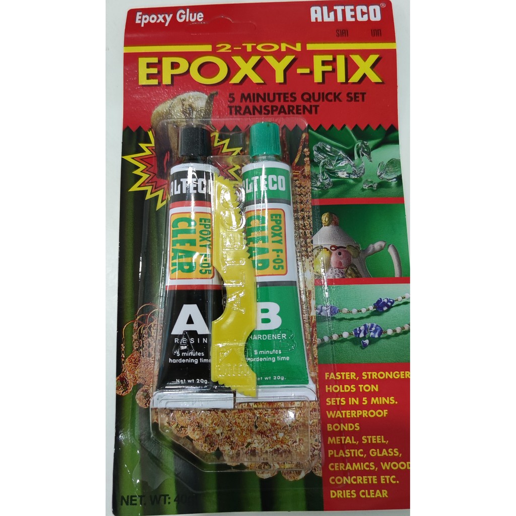 กาวอีพ็อกซี่ EPOXY FIX  2 ตัน สีใส ALTECO กาวติดพลาสติก ตราช้าง
