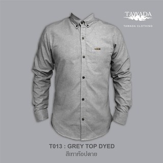 TAWADA T013 เสื้อเชิ้ต สีเทาท็อปดาย Oxford Slimfit