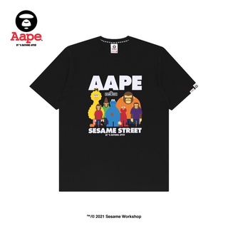 T-shirt  【Liverpooll】Aape เสื้อยืดแขนสั้นพิมพ์ลายตัวอักษร Sesame Street แฟชั่นผู้ชาย OversizeS-5XL