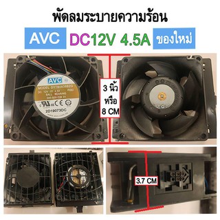 พัดลมระบายความร้อน DC 12V 4.5A ของใหม่ ขนาด 3นิ้ว หรือ 8 CM  + พร้อมตะแกรง กันโดนนิ้ว