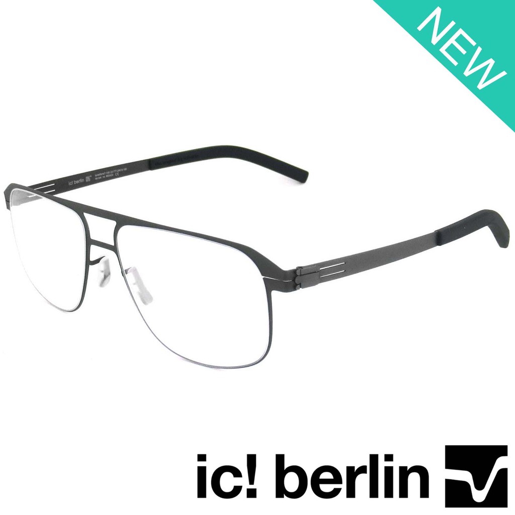 Ic Berlin แว่นตารุ่น 013 C-2 สีเทา กรอบเต็ม ขาข้อต่อ วัสดุ สแตนเลส สตีล Eyeglass ทางร้านเรามีบริการรับตัดเลนส์