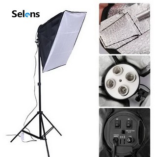 selens 4 in 1 e27 ชุดอุปกรณ์ซอฟท์บ็อกซ์ สําหรับใช้ในการถ่ายภาพในสตูดิโอ 50x70 ซม. พร้อมขาตั้ง