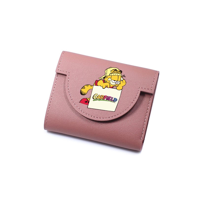 กระเป๋าสตางค์ ใบสั้น กระเป๋าใส่เหรียญ ใส่บัตรได้ ลายการ์ฟิลด์น่ารัก สําหรับผู้ชาย และผู้หญิง