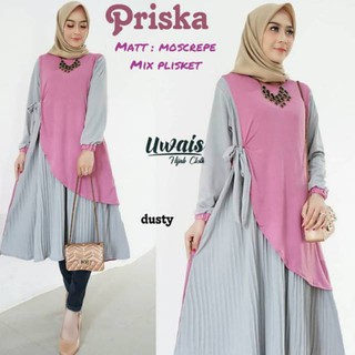 Priska Tunik Moscrepe Long Tunic Shirt Buttoned Life เสื้อท็อปส์ บุซุย โมเดิร์น ล่าสุด สําหรับผู้หญิง