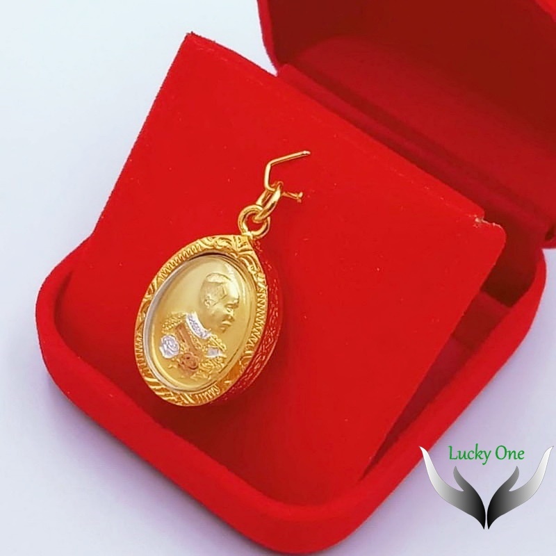 จี้เสด็จพ่อรัชกาลที่ 5 ด้านหลังพระพุทธชินราช กรอบทองไมครอน เหรียญ สามกษัตริย์ เงิน ทอง นาค ขนาด 2 X 3 ซม.