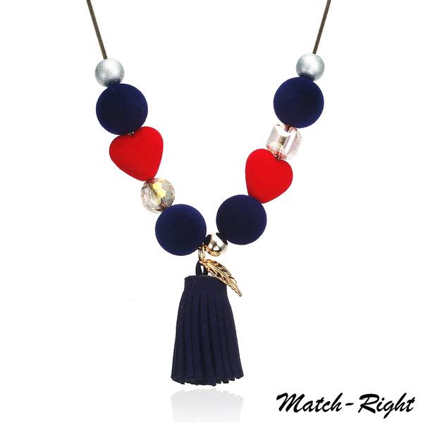 สร้อยคอพู่ที่มีสีสันชาติพันธุ์แฟชั่น  Fringe Necklace Multicolor Acrylic Tassel Drop Retro Statement Necklace