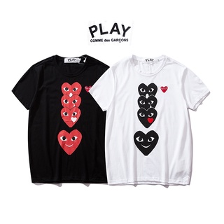 ❤❀ [พร้อมส่ง] ❤ Cdg เสื้อยืดแขนสั้นลําลอง ผ้าฝ้ายแท้ ปักลายหัวใจ สีแดง สําหรับคู่รักS-5XL