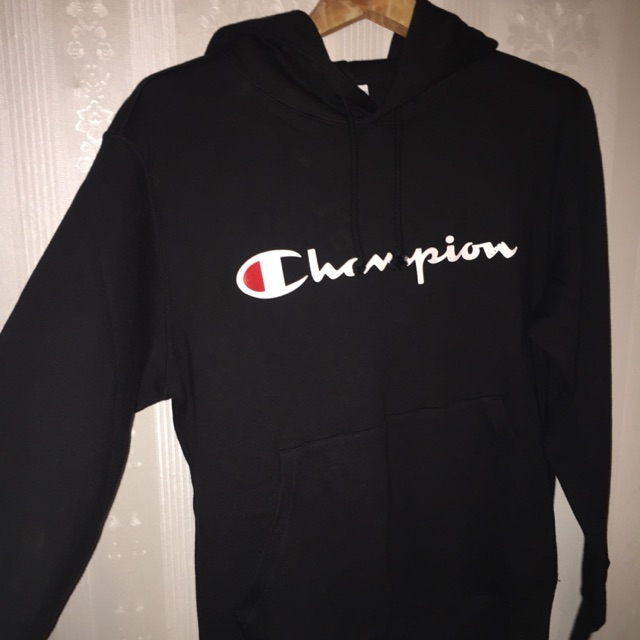 Champion hoodie สกรีนโลโก้ สีดำ ของแท้จากShop