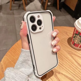 เคสโทรศัพท์มือถือกระจกใส กรอบสองสี สําหรับ iPhone 12 13 11 Pro Max X Xs Max Xr GWXO5