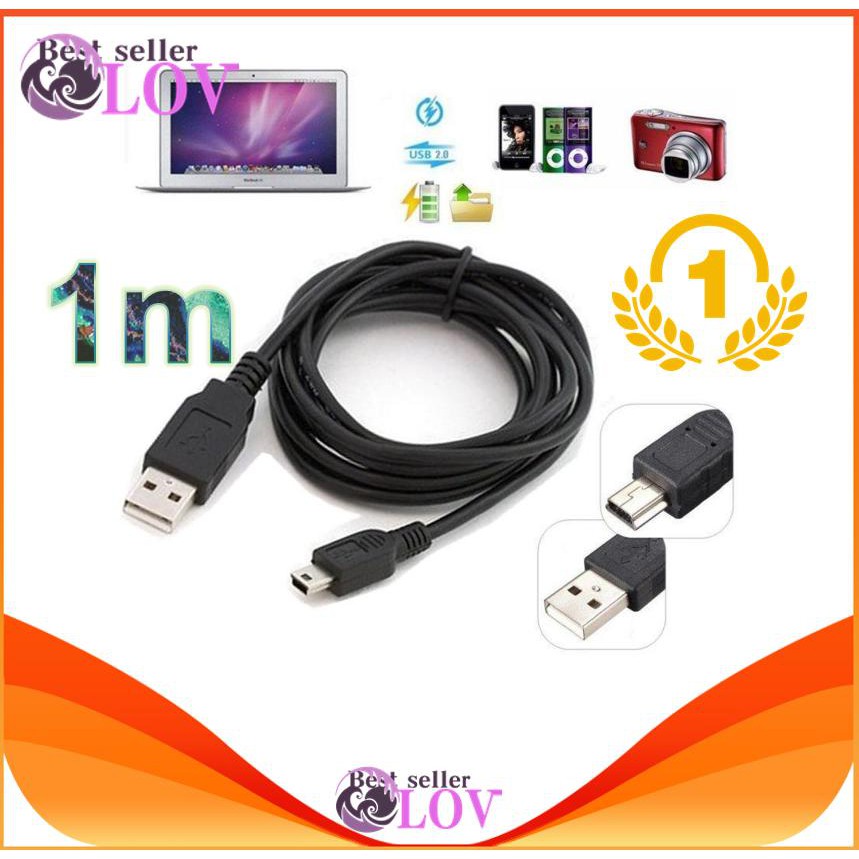 LOV USB 2.0 to Mini 5 pin M/M power supply Cable A Male To 5P B Male For GPS MP3 MP4 SLR digital cam
