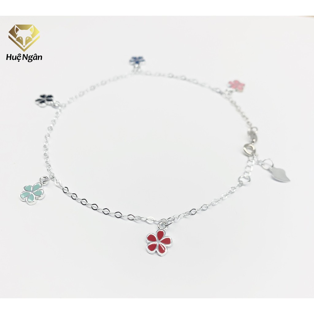 สร้อยข้อเท้าเงินอิตาลี Hue Ngan 925 - ดอกไม้ JL001