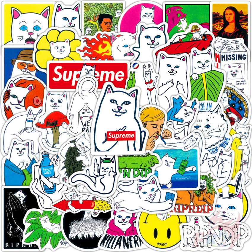 RipNDip Series 03 Bad Cats Arts Series สติ๊กเกอร์ 50Pcs/Set Luggage Laptop Skateboard Doodle สติ๊กเกอร์