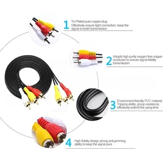Ready StockAV Audio Video Cable 1.5M 3M 5M 3RCA To 3RCA Jack Plug AUX Video Composite Male to Male for TV DVD TVPLUS Cord